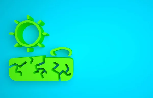 Green Drought icon isolated on blue background. Minimalism concept. 3D render illustration .