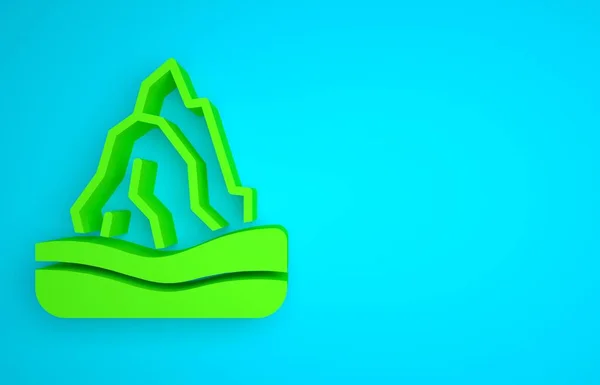 Green Iceberg icon isolated on blue background. Minimalism concept. 3D render illustration .