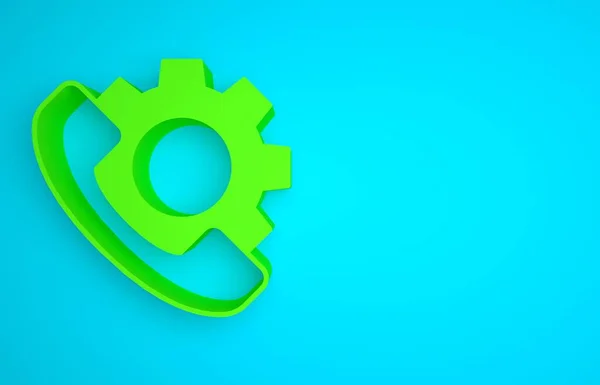 Green Telephone 24 hours support icon isolated on blue background. All-day customer support call-center. Full time call services. Minimalism concept. 3D render illustration .