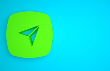 Green Infographic of city map navigation icon isolated on blue background. Interface concept design. Geolocation concept. Minimalism concept. 3D render illustration .