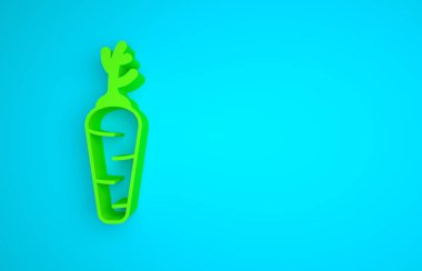 Green Carrot icon isolated on blue background. Minimalism concept. 3D render illustration .