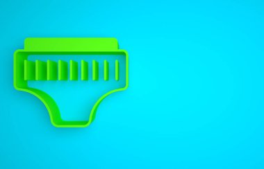 Green Adult diaper icon isolated on blue background. Minimalism concept. 3D render illustration.