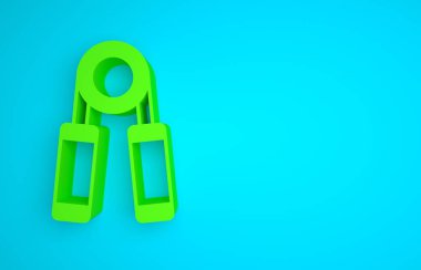 Green Sport expander icon isolated on blue background. Sport equipment. Minimalism concept. 3D render illustration.