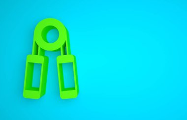 Green Sport expander icon isolated on blue background. Sport equipment. Minimalism concept. 3D render illustration.