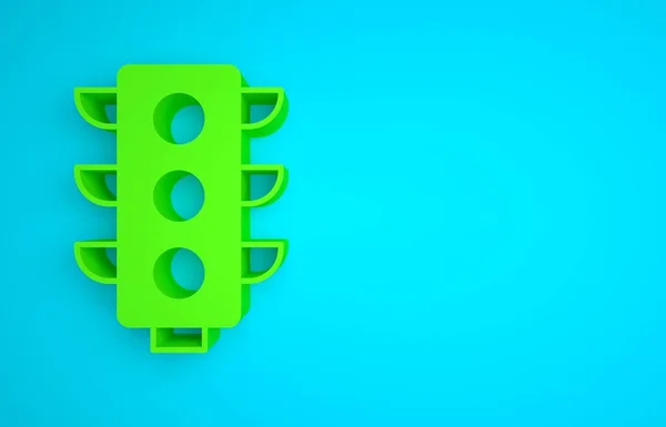 Green Traffic light icon isolated on blue background. Minimalism concept. 3D render illustration .
