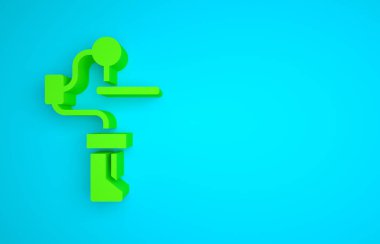 Green Gimbal stabilizer for camera icon isolated on blue background. Minimalism concept. 3D render illustration.