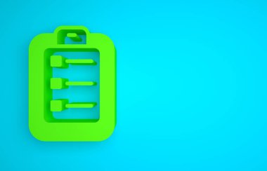 Green To do list or planning icon isolated on blue background. Minimalism concept. 3D render illustration.