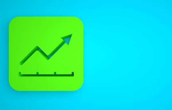 Green Financial growth increase icon isolated on blue background. Increasing revenue. Minimalism concept. 3D render illustration.