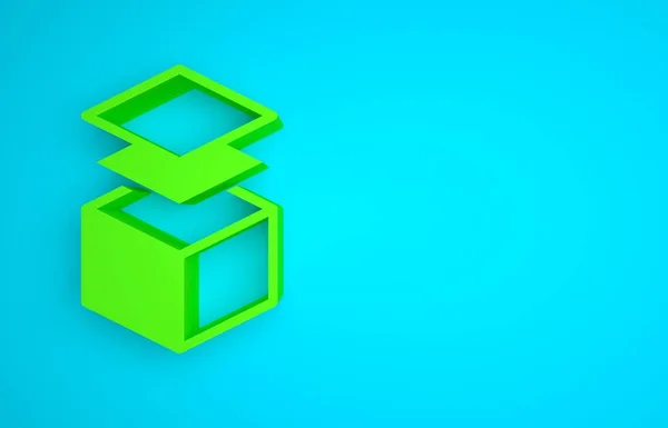 Green Layers icon isolated on blue background. Minimalism concept. 3D render illustration.