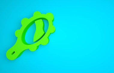 Green Magic hand mirror icon isolated on blue background. Minimalism concept. 3D render illustration.
