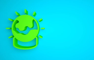 Green Magic ball icon isolated on blue background. Crystal ball. Minimalism concept. 3D render illustration.