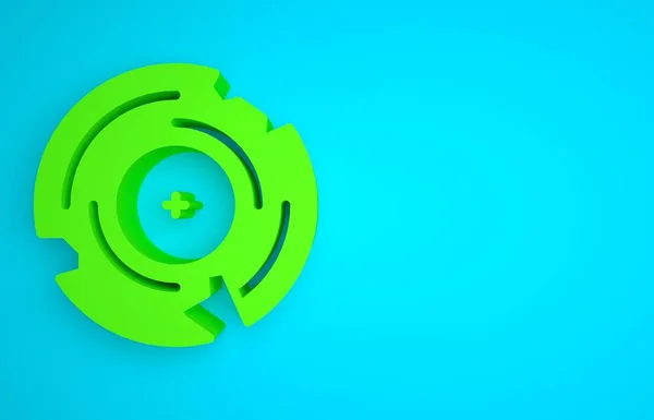 Green Vinyl disk icon isolated on blue background. Minimalism concept. 3D render illustration.