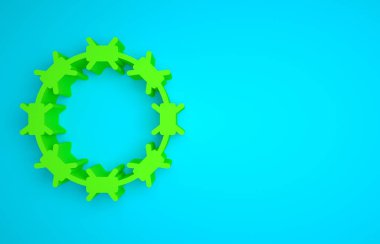 Green Crown of thorns of Jesus Christ icon isolated on blue background. Religion, bible, christianity concept. Minimalism concept. 3D render illustration.