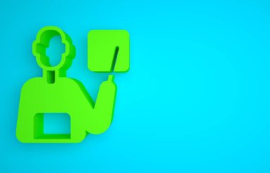 Green Teacher icon isolated on blue background. Minimalism concept. 3D render illustration.