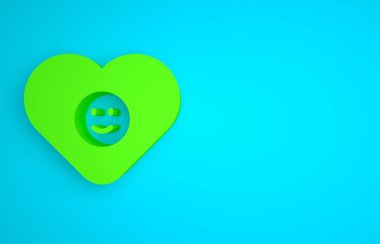 Green Good relationship icon isolated on blue background. Romantic relationship or pleasant meeting concept. Minimalism concept. 3D render illustration.