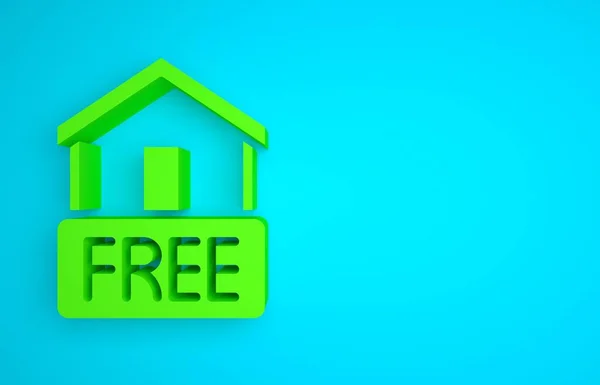 Green Free home delivery concept for increase the sell stock icon isolated on blue background. Minimalism concept. 3D render illustration.