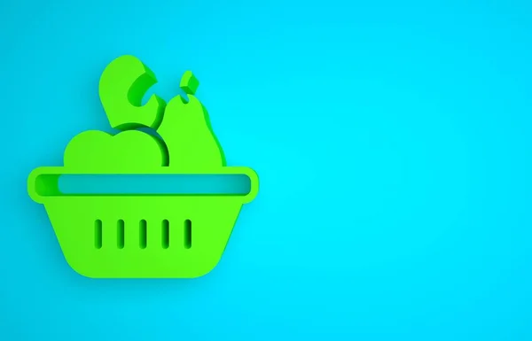 Green Donation food box icon isolated on blue background. Minimalism concept. 3D render illustration.