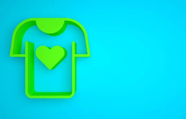 Green Clothes donation icon isolated on blue background. Minimalism concept. 3D render illustration.