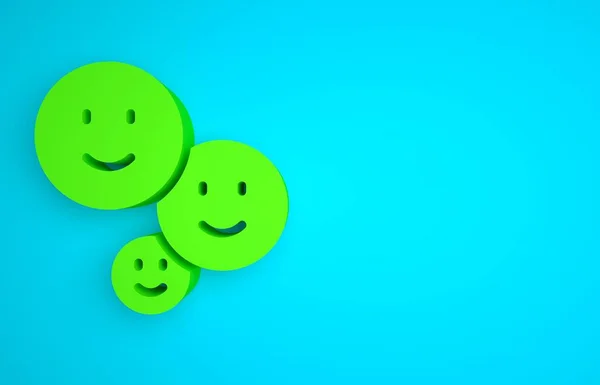 Green Happy friendship day icon isolated on blue background. Everlasting friendship concept. Minimalism concept. 3D render illustration.