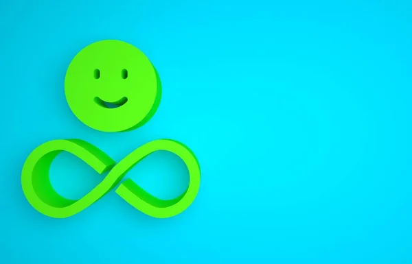 Green Friends forever icon isolated on blue background. Everlasting friendship concept. Minimalism concept. 3D render illustration.