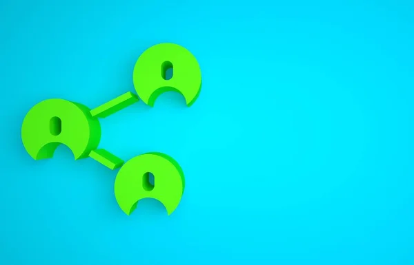 Green BFF or best friends forever icon isolated on blue background. Minimalism concept. 3D render illustration.