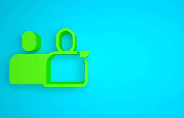 Green BFF or best friends forever icon isolated on blue background. Minimalism concept. 3D render illustration.