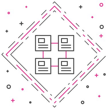 Çizgi İşletme hiyerarşisi organogram grafiği bilgi simgesi beyaz arkaplanda izole edildi. Kurumsal yapı grafik elementleri. Renkli taslak konsepti. Vektör.