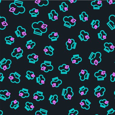 Çizgi Vegan yemek diyeti ikonu siyah arka planda izole edilmiş kusursuz desen. Organik, biyolojik, ekolojik sembol. Vejetaryen, et yok, laktozsuz, sağlıklı, taze ve şiddet içermeyen yiyecekler. Vektör