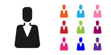 Black Employee icon isolated on white background. Head hunting. Business target or Employment. Human resource and recruitment for business. Set icons colorful. Vector