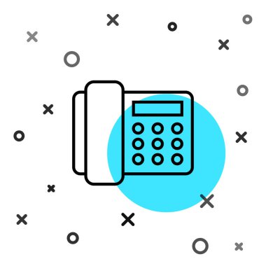Siyah hat telefon ahizesi simgesi beyaz arkaplanda izole edildi. Telefon işareti. Rastgele dinamik şekiller. Vektör