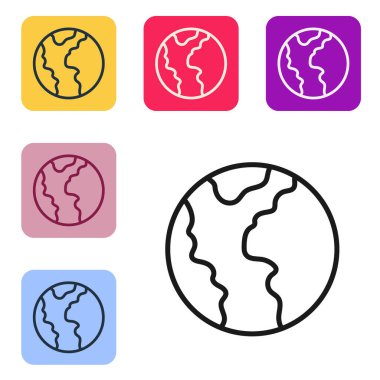 Black line Global economic crisis icon isolated on white background. World finance crisis. Set icons in color square buttons. Vector