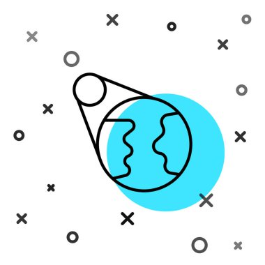 Siyah çizgi Dünya ikonu beyaz arka planda izole edilmiş. Dünya ya da Dünya işareti. Küresel internet sembolü. Geometrik şekiller. Rastgele dinamik şekiller. Vektör