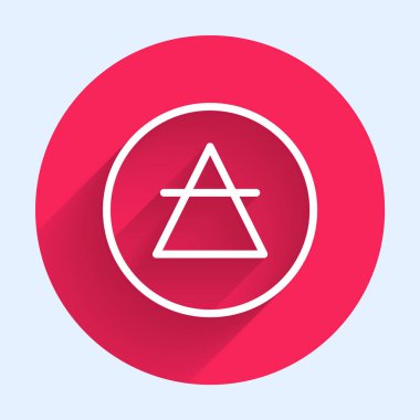 White line Air element of the symbol alchemy icon isolated with long shadow background. Basic mystic elements. Red circle button. Vector