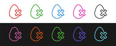 Set line No egg icon isolated on black and white background.  Vector