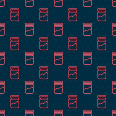 Red line Plastic bag of drug icon isolated seamless pattern on black background. Health danger.  Vector