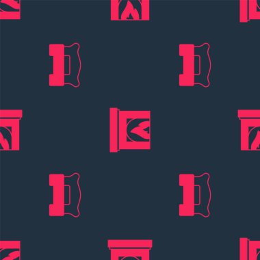 Set Bedroom and Interior fireplace on seamless pattern. Vector