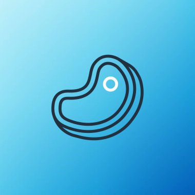 Hat bifteği ikonu mavi arka planda izole edildi. Renkli taslak konsepti. Vektör