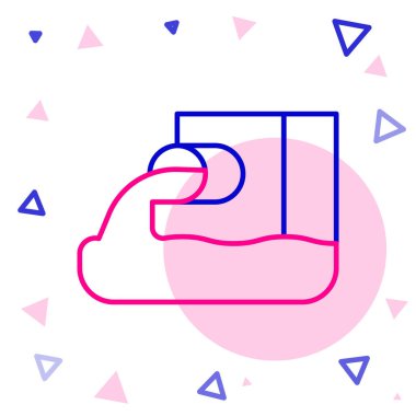 Beyaz arkaplanda izole edilmiş çizgi atık su simgesi. Kanalizasyon borusu. Borudan nehre sıvı akıyor. Renkli taslak konsepti. Vektör