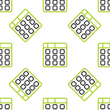 Line Drum müzik yapımcısı ikonu beyaz arka planda izole edilmiş kusursuz desen. Vektör