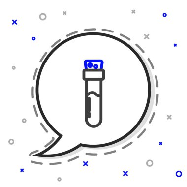 Beyaz zemin üzerinde iksir ikonu olan çizgi şişesi. Sihirli iksirli matara. Mutlu Cadılar Bayramı Partisi. Renkli taslak konsepti. Vektör