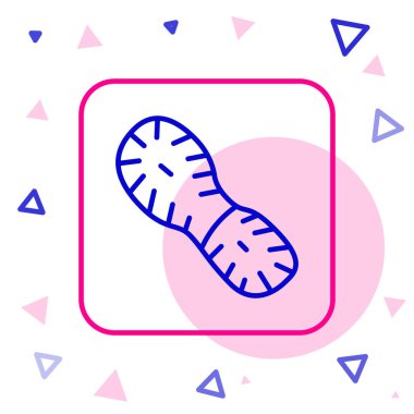 Beyaz arka planda izole edilmiş çizgi insan ayak izi ayakkabı ikonu. Ayakkabı tabanı. Renkli taslak konsepti. Vektör