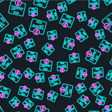 Line KPI - Key performance indicator icon isolated seamless pattern on black background.  Vector