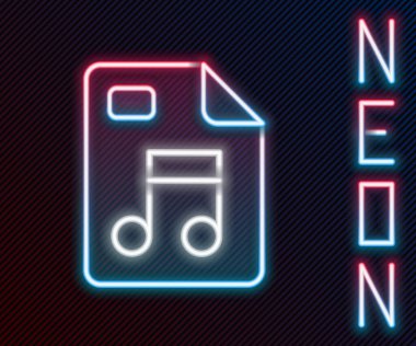 Parlayan neon hattı MP3 dosya belgesi. Siyah arkaplanda izole edilmiş mp3 düğmesi simgesi indir. Mp3 müzik format işareti. MP3 dosya sembolü. Renkli taslak konsepti. Vektör
