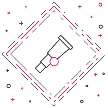 Çizgi Teleskop simgesi beyaz arkaplanda izole edildi. Bilimsel bir alet. Eğitim ve astronomi elementi, dürbün ve çalışma yıldızları. Renkli taslak konsepti. Vektör