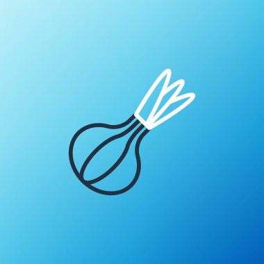 Line Onion simgesi mavi arkaplanda izole edildi. Renkli taslak konsepti. Vektör