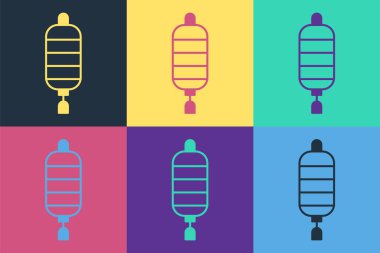 Pop Art Kağıt Fener ikonu renk arkaplanda izole edildi. Vektör