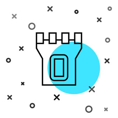 Beyaz arka planda siyah çizgi kale ikonu izole edildi. Kale işareti. Rastgele dinamik şekiller. Vektör.