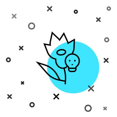 Black line Poison flower icon isolated on white background. Random dynamic shapes. Vector