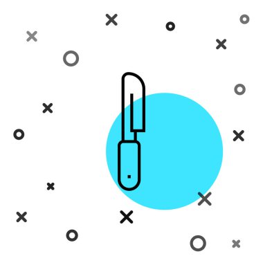 Siyah çizgi bıçak simgesi beyaz arkaplanda izole edildi. Çatal bıçak sembolü. Rastgele dinamik şekiller. Vektör