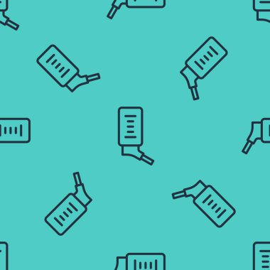 Black line Automatic drinker for small pets icon isolated seamless pattern on green background.  Vector